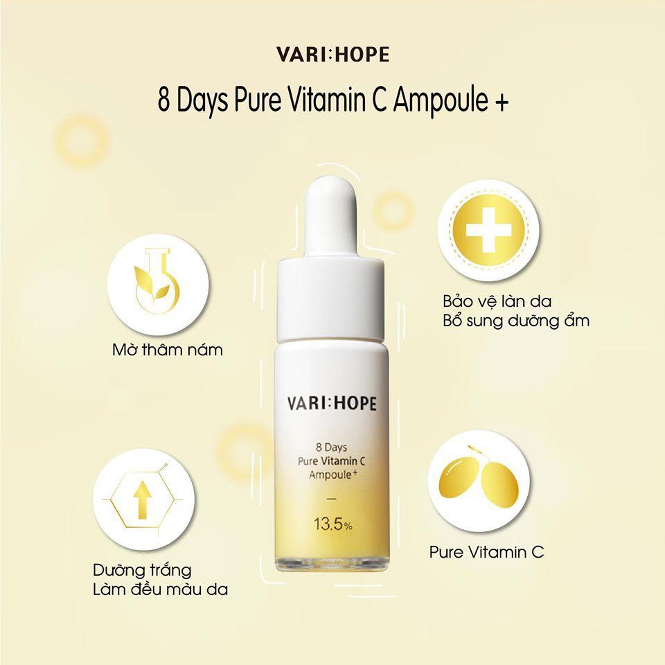 Review serum dưỡng trắng Vari:Hope 8 Days Pure Vitamin C Ampoule Plus