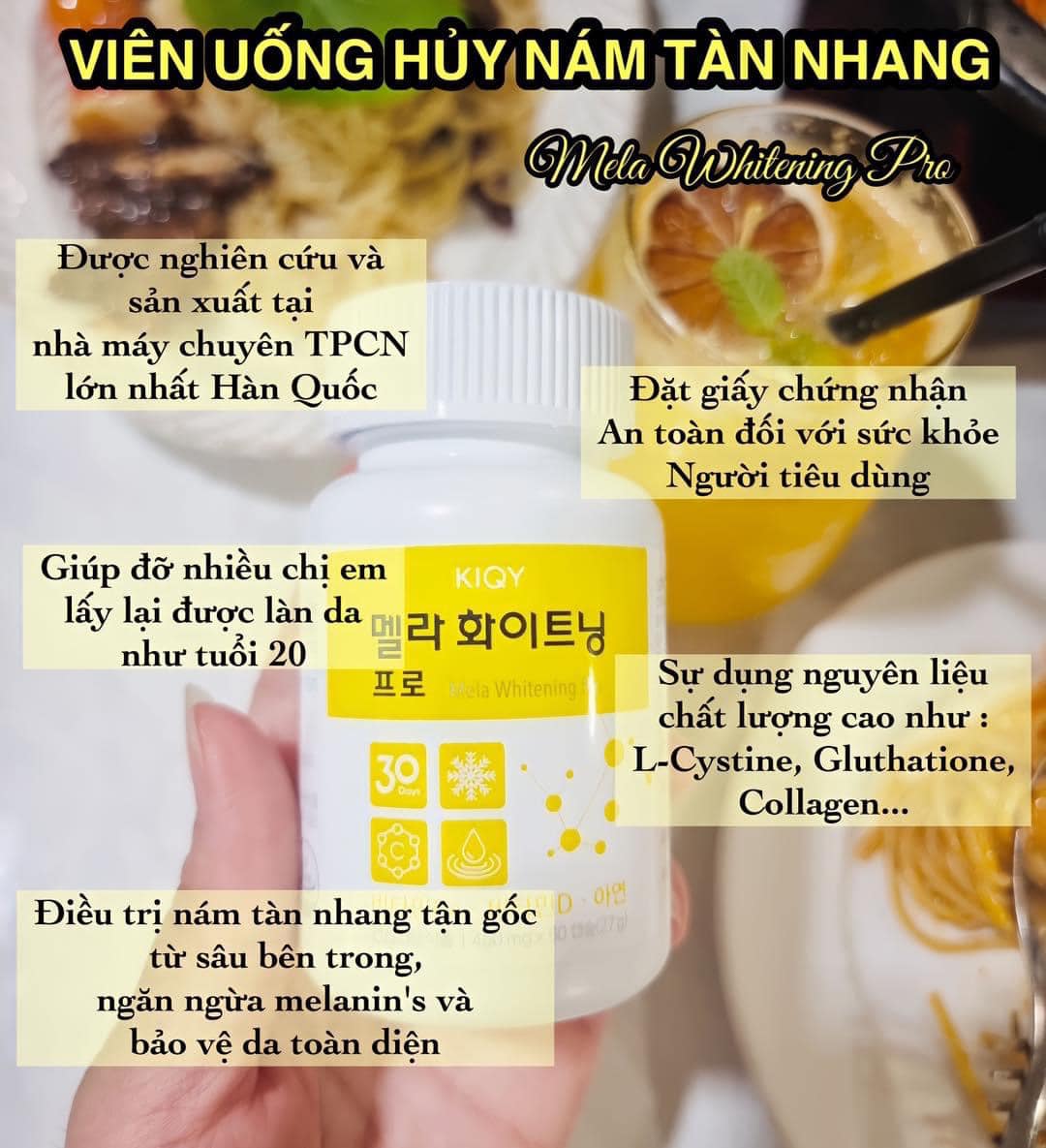 Viên uống trị nám tàn nhang Hàn Quốc MELA WHITENING PRO