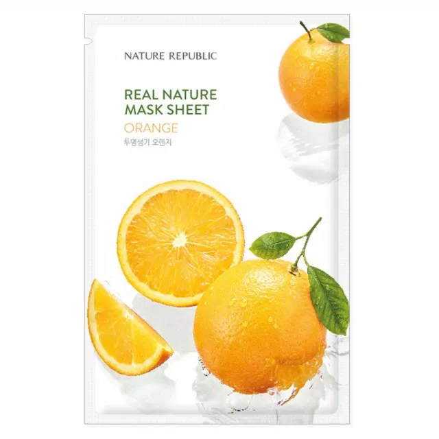 Top 10 mặt nạ dưỡng trắng da tốt nhất: hiệu ứng da trắng tức thì Nature Republic Real Nature Mask Sheet - ORANGE (Ảnh: internet)