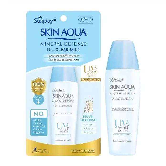 Top 10 kem chống nắng dành cho da dầu giúp bảo vệ da, kiềm dầu hiệu quả Sữa chống nắng Sunplay Skin Aqua Mineral Defense Oil Clear Milk
